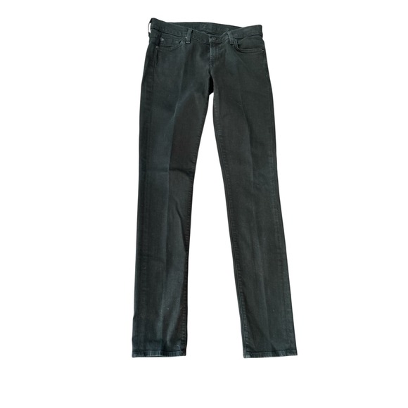 7 For All Mankind Womens Black Skinny Jeans‎ Size 28 Made in USA Stretch Denim